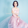 Süßes Mädchen-Rosa-romantisches halbes Hülsen-Abschlussball-Kleid-Abend-Kleid